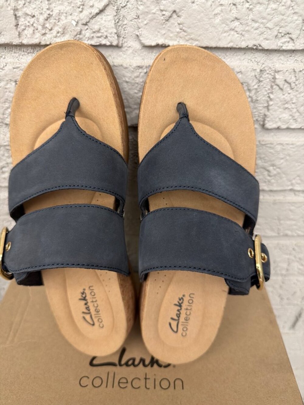 Clarks Raleigh Park Navy Nubuck Leather Women's Sandals Size 8M - Picture 4 of 10